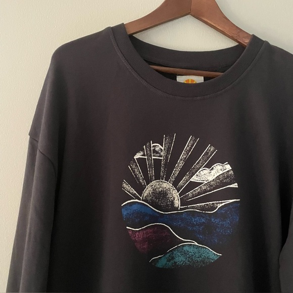 C&C CALIFORNIA Sweatshirt Sunrise Black Sand Gray Cotton Crew, Women’s XL - Picture 3 of 16